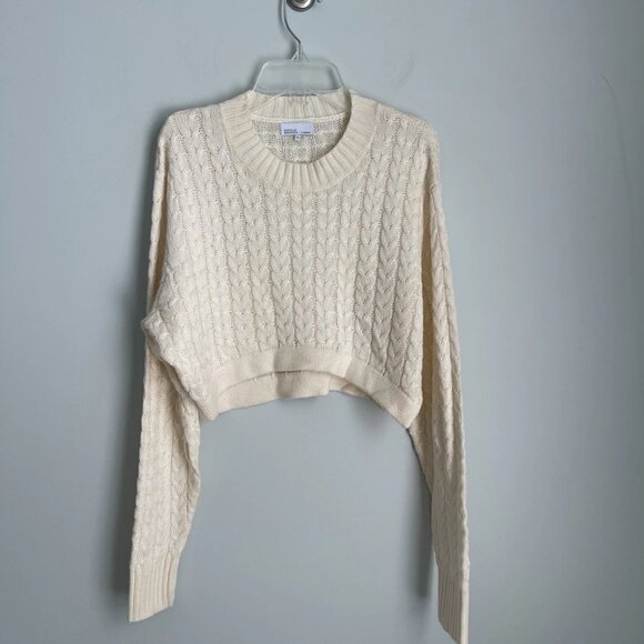 Danielle Bernstein WeWoreWhat Ivory Cable Knit Cropped Sweater - Picture 7 of 7